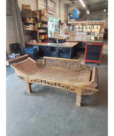 BANQUETTE BALINAISE BOIS EXOTIQUE SCULPTÉ 
