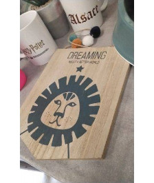 DECO PLAQUE BOIS LION