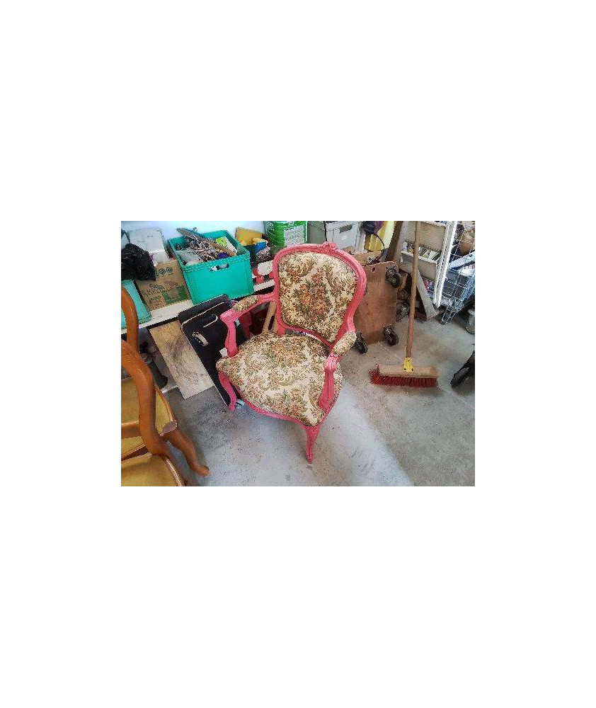 FAUTEUIL STYLE LOUIS XV RELOUKER ROSE 