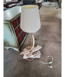 LAMPADAIRE BOIS FLOTTÉ CORDAGE ET CORAIL AJ TAUPE 