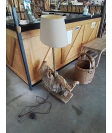 LAMPADAIRE BOIS FLOTTÉ ET CORDAGE SOCLE BOIS AJ TAUPE 