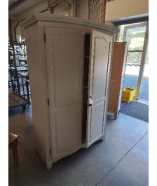 ARMOIRE LINGERE PENDERIE BOIS BLANC MOULURÉ 2 PORTES 