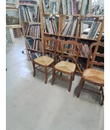 PAIRE DE CHAISES BOIS PAILLÉ DOSSIER 3 BARREAUX 