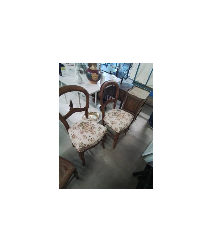  CHAISE NAPOLÉON III ASSISE TISSU FLEURI 