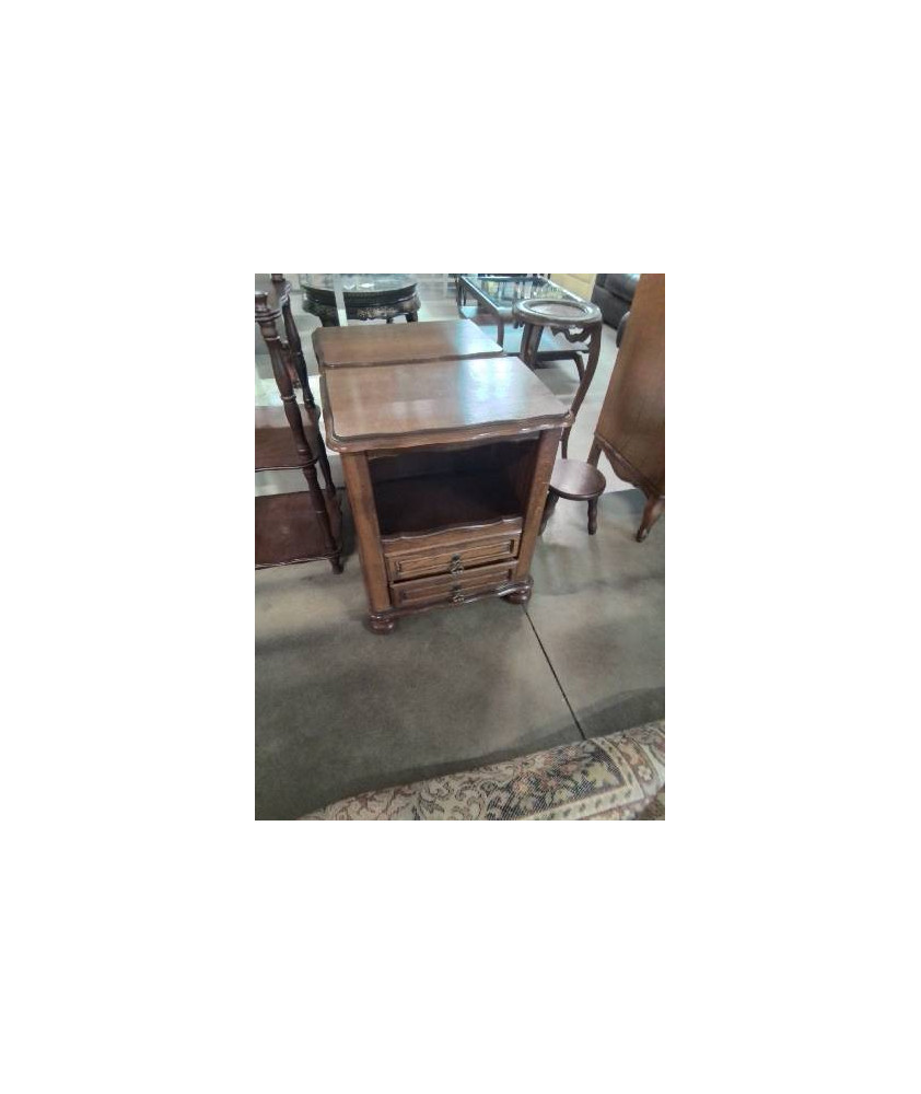 CHEVET 2 TIROIRS 1 NICHE PIEDS BOULES STYLE RÉGENCE 