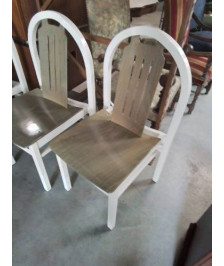 6 CHAISES BAUMANN ARGOS BOIS PEINT BLANC ASSISE ET DOSSIER VERT ANNÉES 80