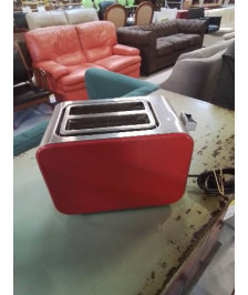 GRILLE PAIN MÉTAL CHROMÉ ET ROUGE HOME