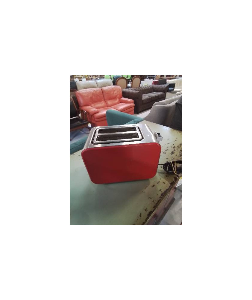 GRILLE PAIN MÉTAL CHROMÉ ET ROUGE HOME