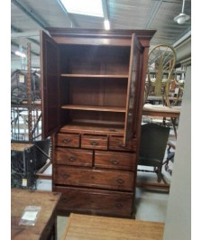 PRESSE A LINGE ANGLAISE  ACAJOU MASSIF STYLE VICTORIEN  7 TIROIRS 2 PORTES  DEBUT XXE