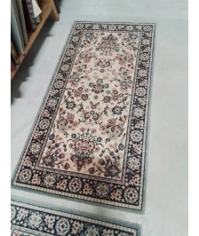 TAPIS LAINE ECRU VERT ROSE 60X120CM