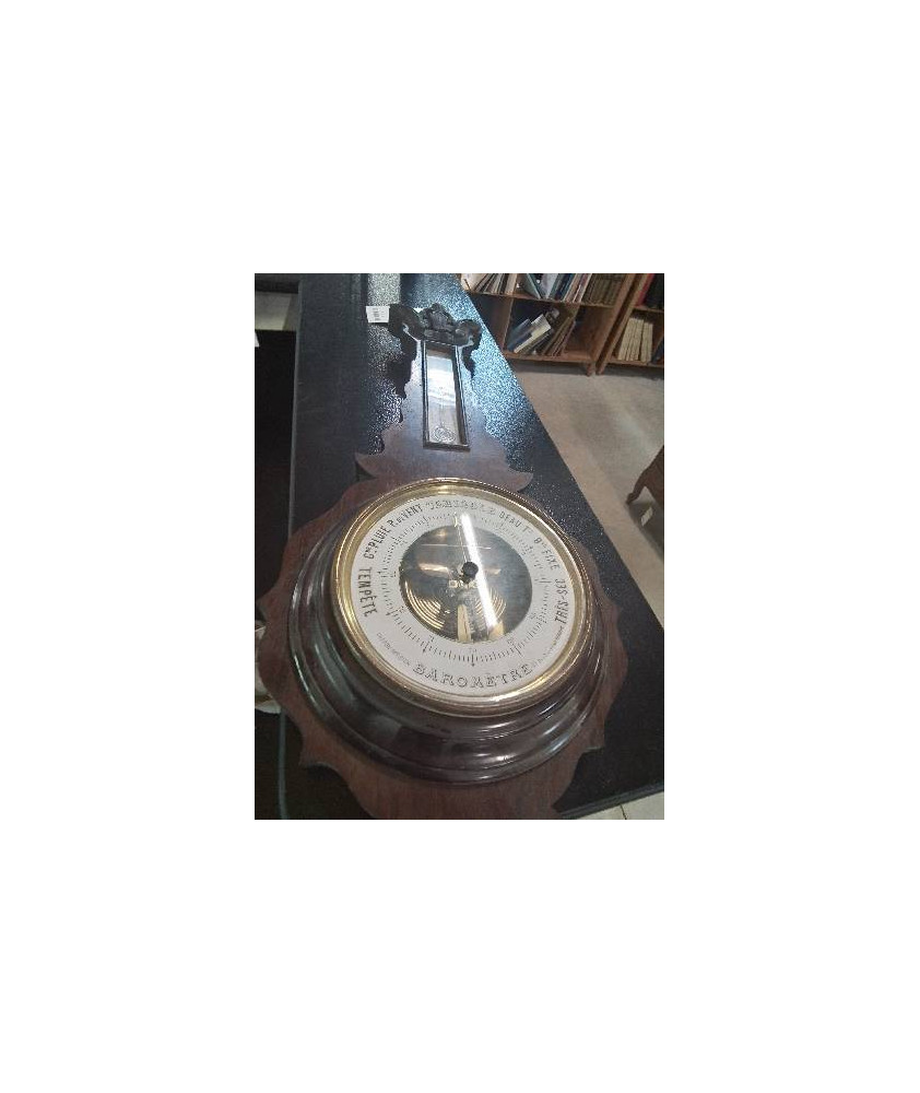 BAROMETRE THERMOMETRE AU MERCURE BOIS MOULURE XIXE