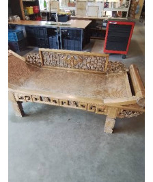 BANQUETTE BALINAISE BOIS EXOTIQUE SCULPTÉ 