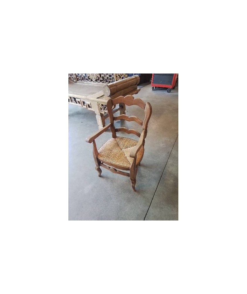FAUTEUIL ENFANT BOIS PAILLÉ DOSSIER CHANTOURNÉ PIEDS GALBÉS STYLE RÉGENCE 