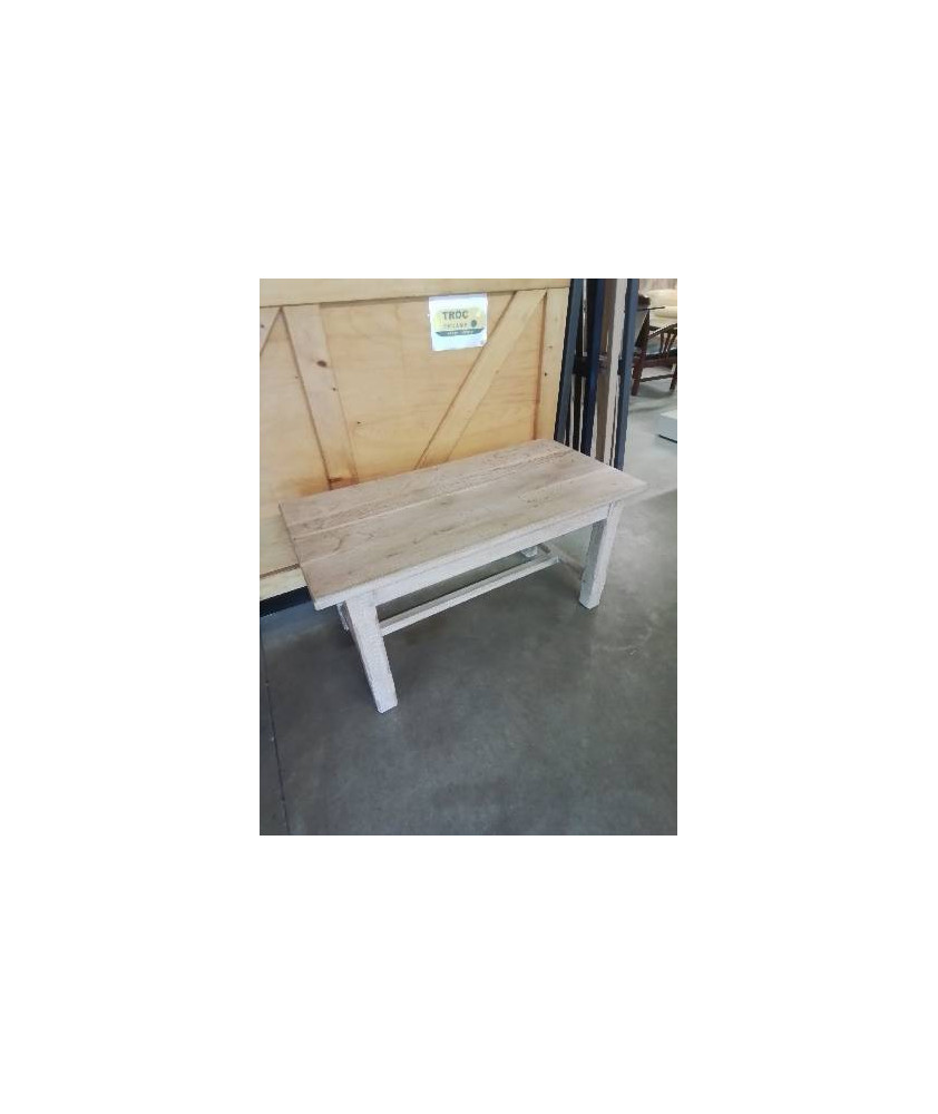 TABLE BASSE RECTANGULAIRE A ENTRETOISE CHÊNE CERUSÉ 