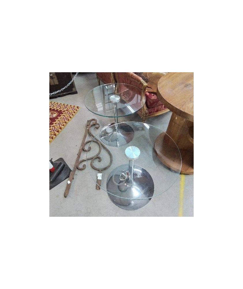 BOUT DE CANAPÉ PIED CHROME VERRE