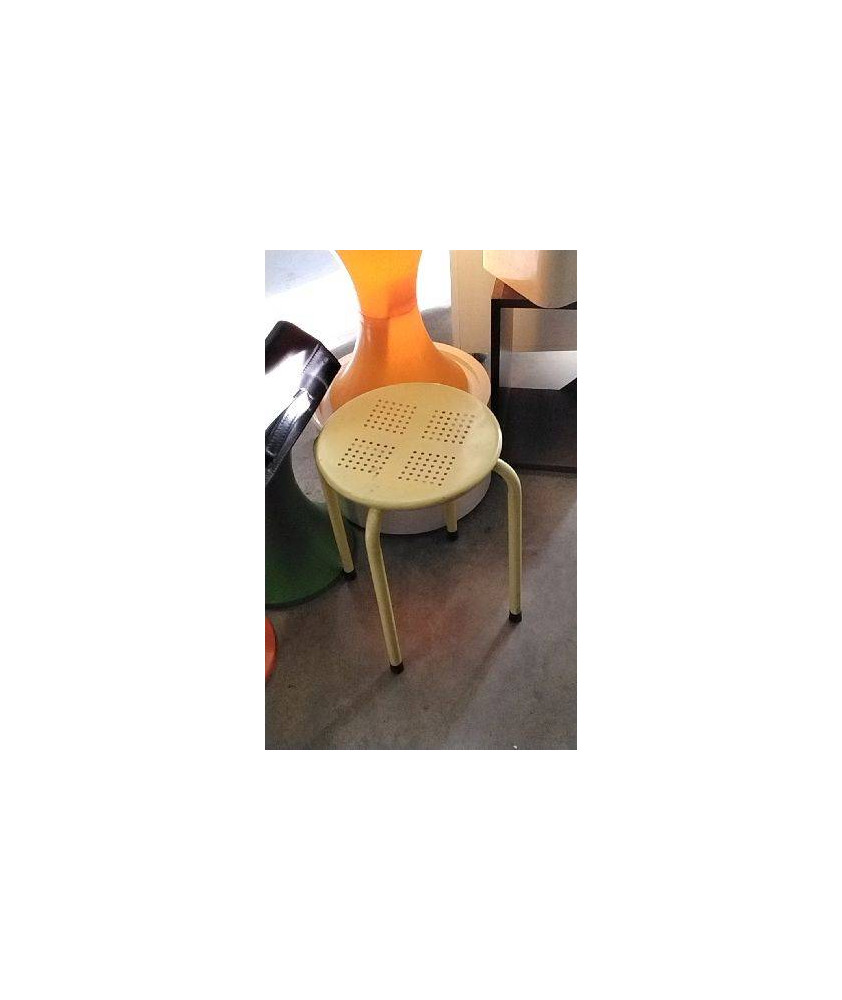 TABOURET JAUNE METAL 