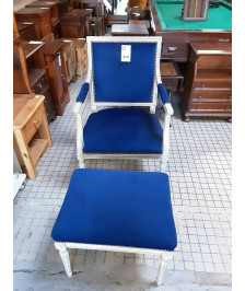 CABRIOLET+REPOSE PIEDS VELOURS BLEU