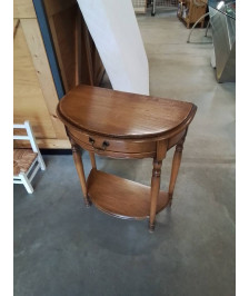 CONSOLE DEMI LUNE A COLONNES BOIS CLAIR 1 TIROIRS 