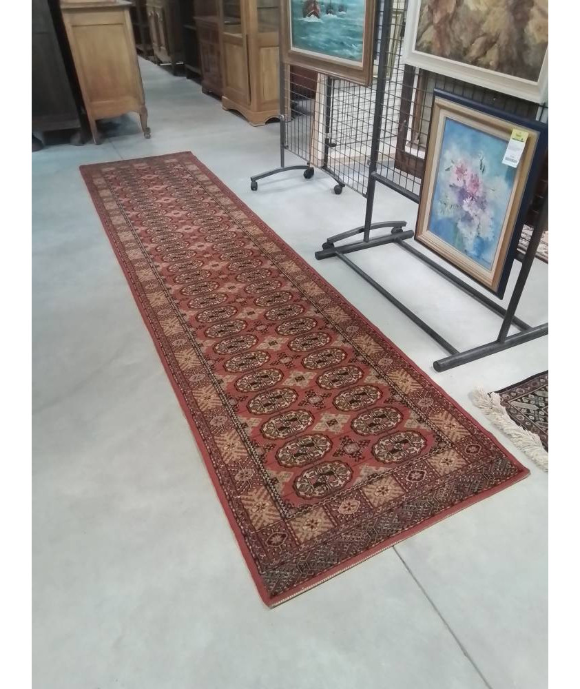 TAPIS LAINE CHEMIN   ROUGE VERT NOIR 350X86CM