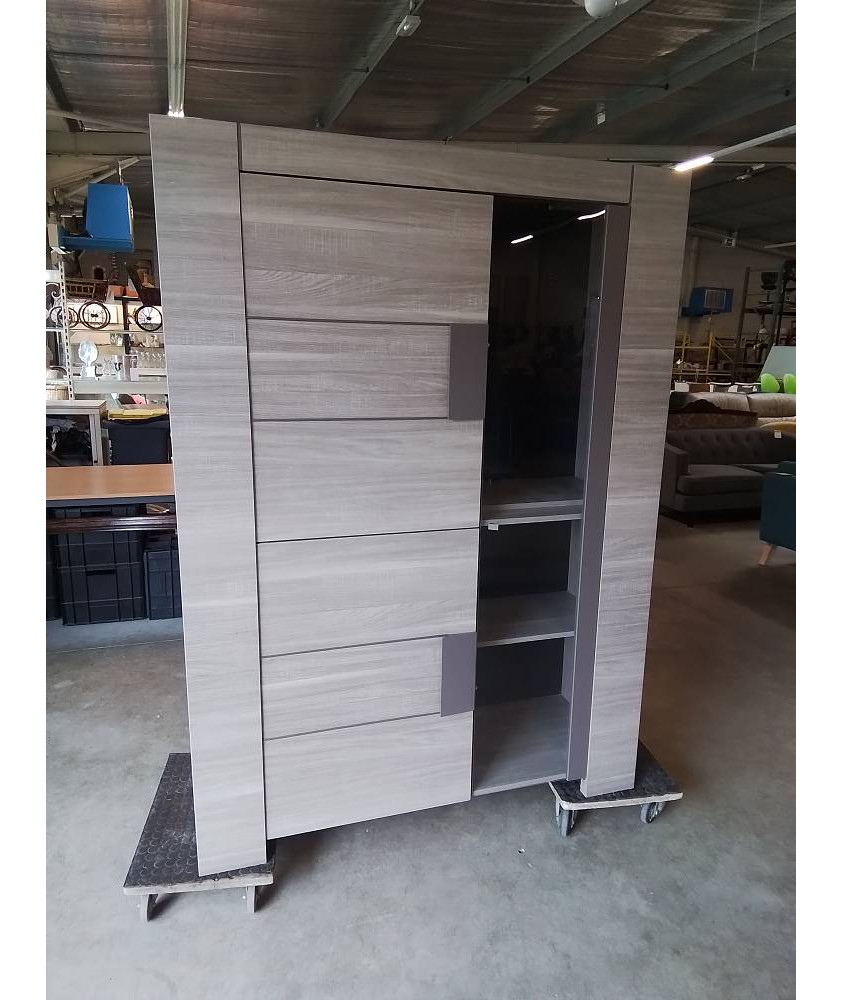 VAISSELIER BOIS TAUPE 1 PORTE VITRÉE 2 PORTES GAMI