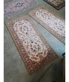 TAPIS LAINE VERT ECRU ROUGE 133X66CM
