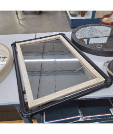 MIROIR BOIS ET METAL NOIR 