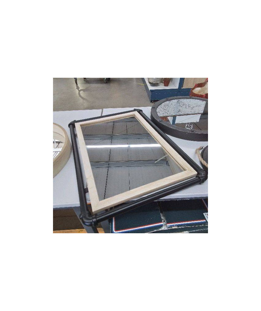 MIROIR BOIS ET METAL NOIR 