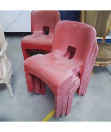 LOT DE 6 CHAISES VINTAGES ROUGES VERTS KARTELL JOE COLOMBO