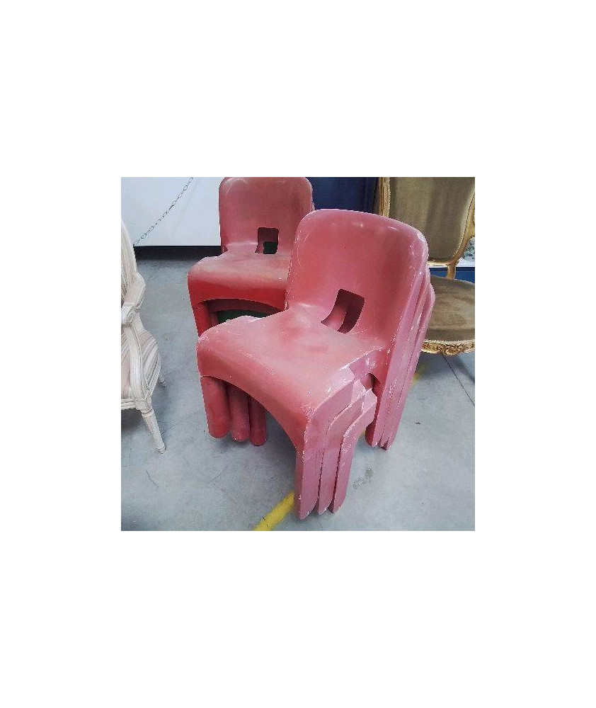 LOT DE 6 CHAISES VINTAGES ROUGES VERTS KARTELL JOE COLOMBO LOT DE 6 CHAISES VINTAGES ROUGES VERTS KARTELL JOE COLOMBO