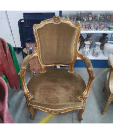 FAUTEUIL LOUIS XV VERT DORÉ 