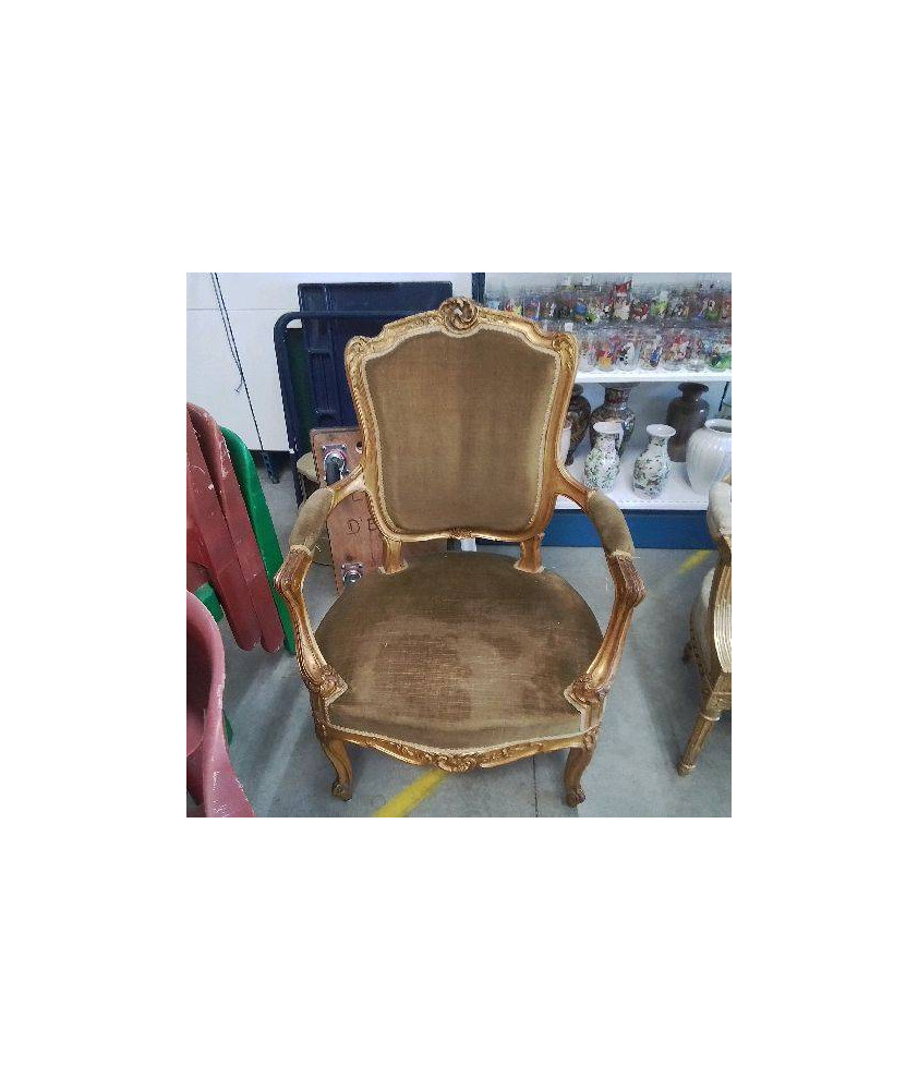 FAUTEUIL LOUIS XV VERT DORÉ 
