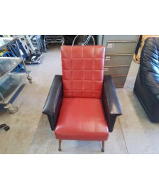 FAUTEUIL VINTAGE ROUGE ET NOIR SKY ANNÉE 60