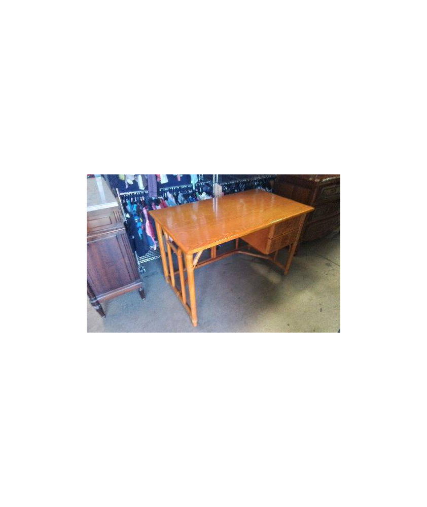 BUREAU 2 TIROIRS ROTIN