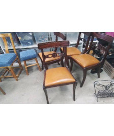 CHAISE BOIS CUIR/ STYLE ANGLAIS 