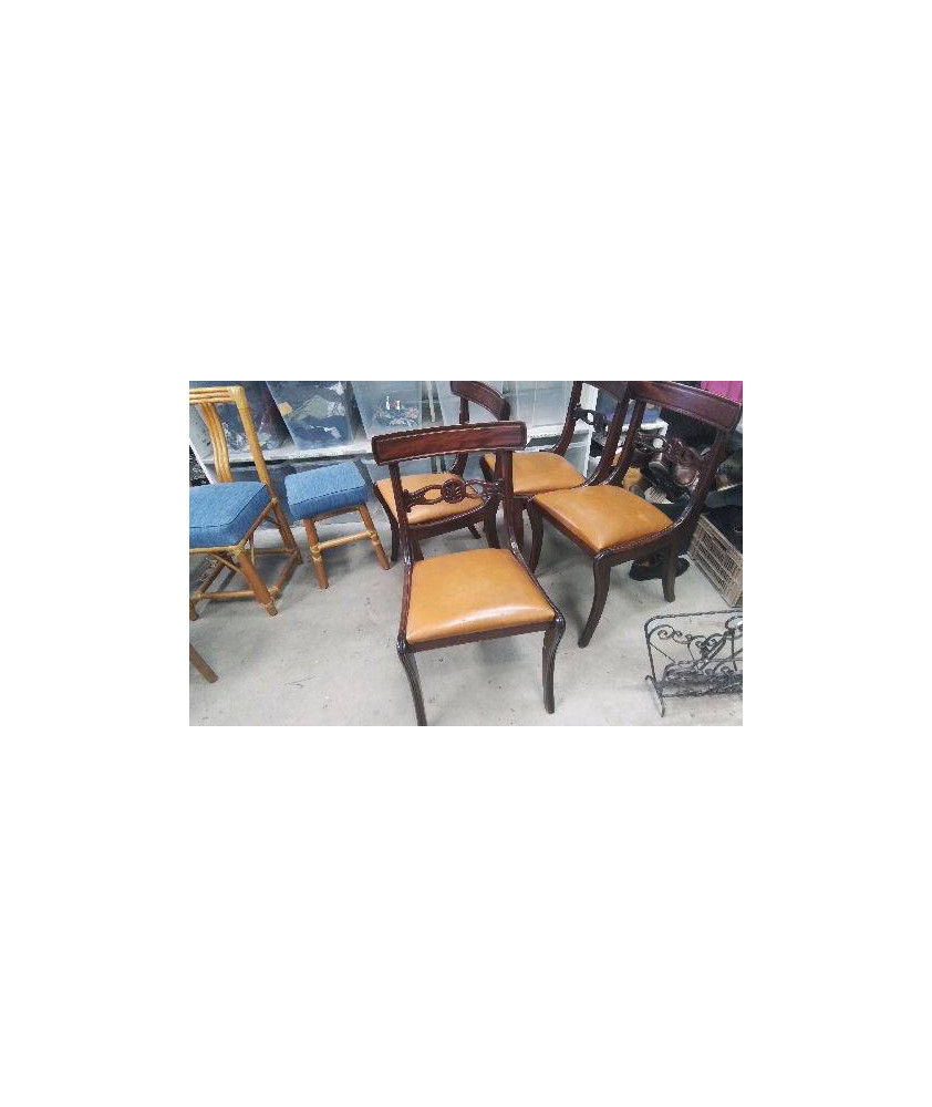 CHAISE BOIS CUIR/ STYLE ANGLAIS 