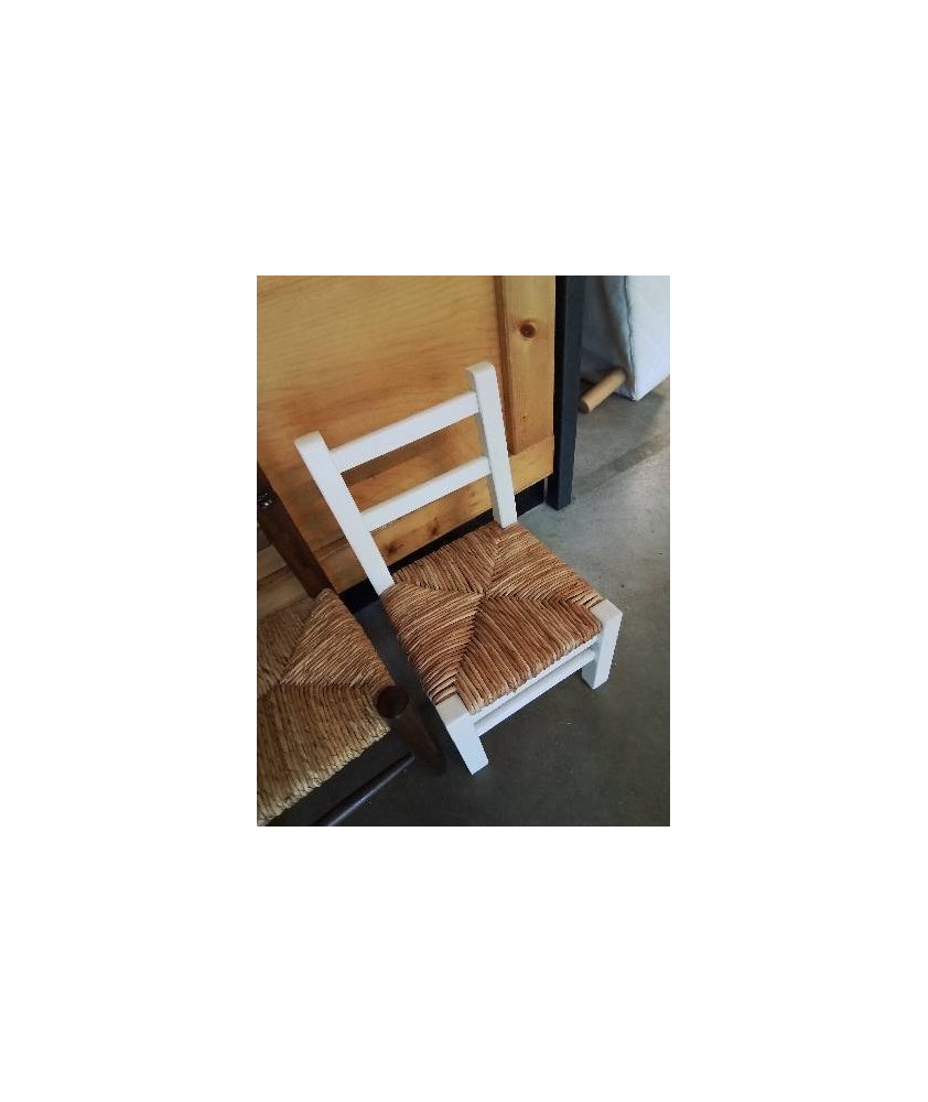 CHAISE ENFANT BOIS BLANC PAILLÉ 