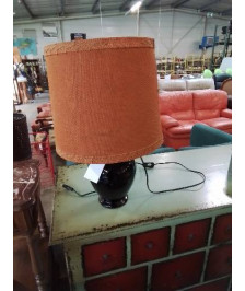 LAMPE CÉRAMIQUE NOIR AJ TISSU OCRE