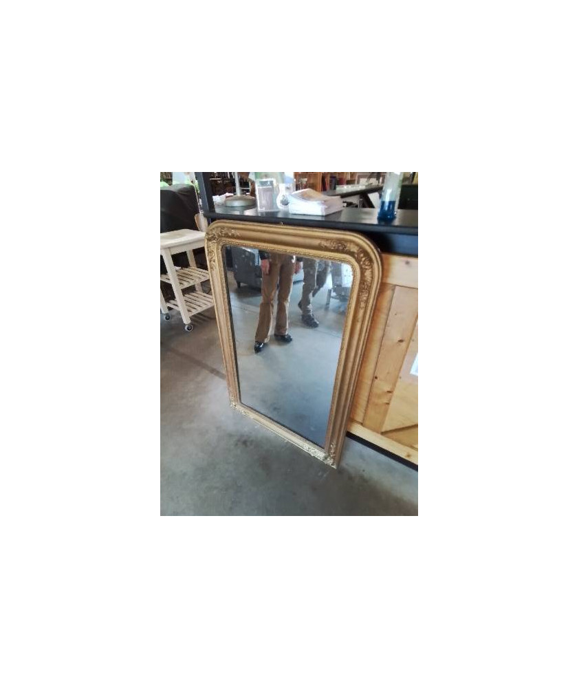 MIROIR CINTRÉ BOIS ET STUC DORÉ LOUIS PHILIPPE 