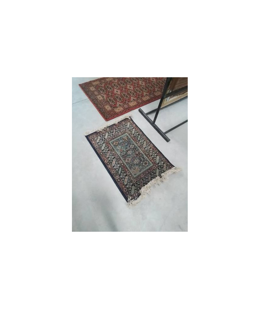 TAPIS LAINE MARRON BLEU 90X61CM