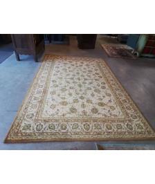 TAPIS LAINE TEBRIZ OCRE ET VERT AU FEUILLES 200X300