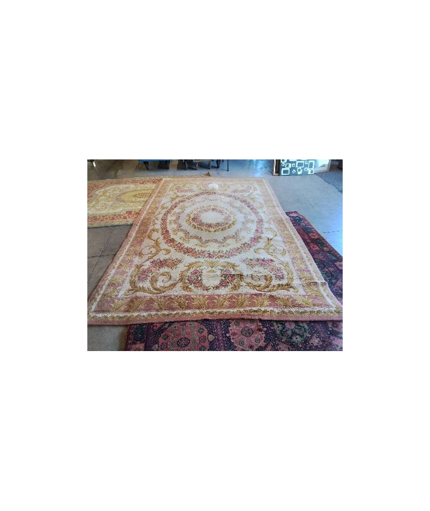 TAPIS LAINE VENETA SENLIS ROSE ET OCRE AUX ROSES 200X290