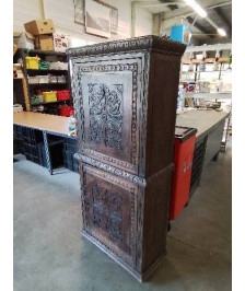 CABINET 2 PORTES BOIS SCULPTÉ  XIXE
