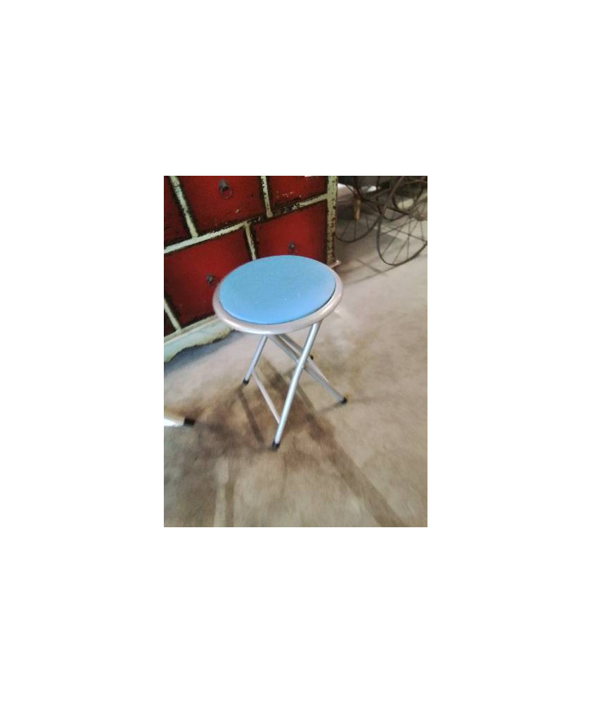 TABOURET PLIANT PIÈTEMENT METAL GRIS ASSISE RESINE BLEU