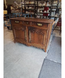 BUFFET BOIS MOULURÉ 3 TIROIRS 2 PORTES FIN XIXE
