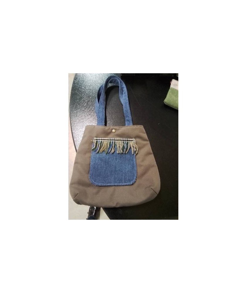 SAC TAUPE ET JEAN A FRANGES