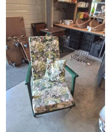 FAUTEUIL ANNEES BOIS VERT COUSSINS VERT AUX SINGES