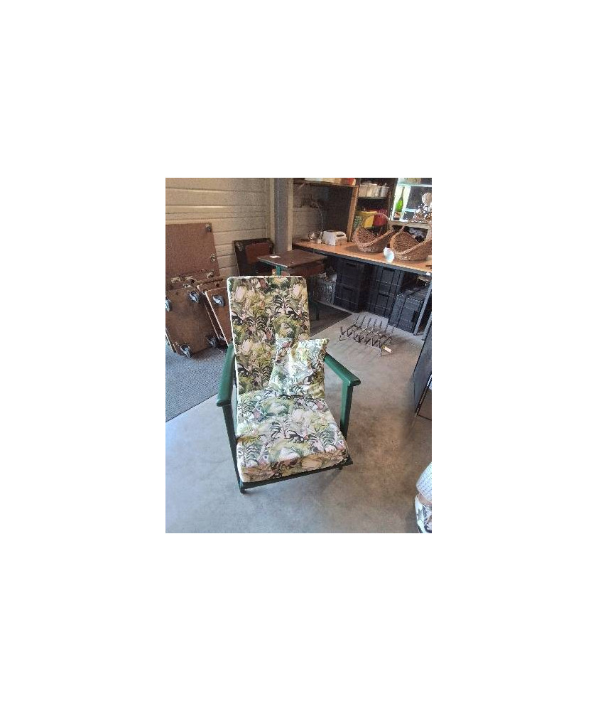 FAUTEUIL ANNEES BOIS VERT COUSSINS VERT AUX SINGES