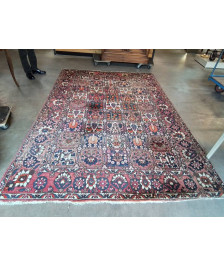 TAPIS FAIT MAIN A CARRES ROUGE OCRE