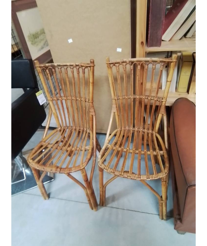 PAIRE DE CHAISES ROTIN 