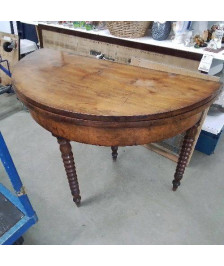 TABLE DEMI LUNE NOYER PIEDS TOURNÉS 